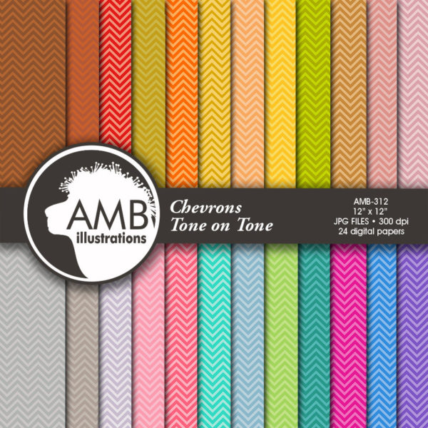 Chevron digital papers, Scrapbooking backgrounds, Tone on Tone Colors, Classic chevron pattern, commercial use, AMB-312