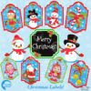 Christmas Clipart, Christmas Digital Tags, Christmas Labels Clipart, Santa Tags, Gift Tags, Printable Gift Tags, AMB-382