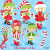 Christmas Clipart, Christmas Elves, Christmas Girls Clipart, Candy Cane Clipart, Commercial Use, AMB-189