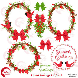 Christmas Wreaths Clipart AMB-1422