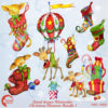 Christmas clipart watercolor, Christmas pets clipart, Christmas elements, Christmas embellishments, Christmas Wreath, AMB-1461