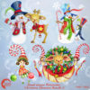 Christmas clipart watercolor, holiday planner pack, Christmas elements, Christmas embellishments, snowman, elf, AMB-1470