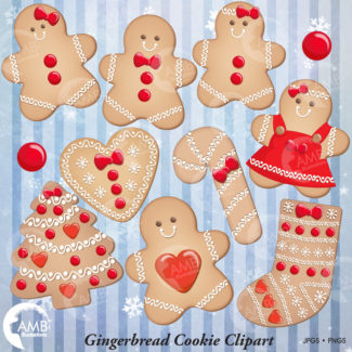Christmas Cookie Clipart, Gingerbread Cookie Clip Art, Gingerbread men,  Cookie clipart, Commercial Use, Instant Download, AMB-1502