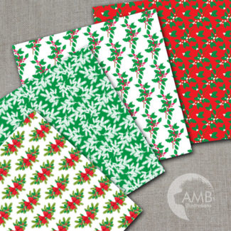 Christmas Holly Pattern Papers