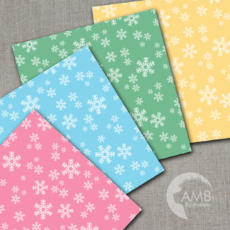 Christmas Digital Paper, Snowflake pastel papers, Christmas shabby chic papers, Snowflake patterns, commercial use, AMB-574