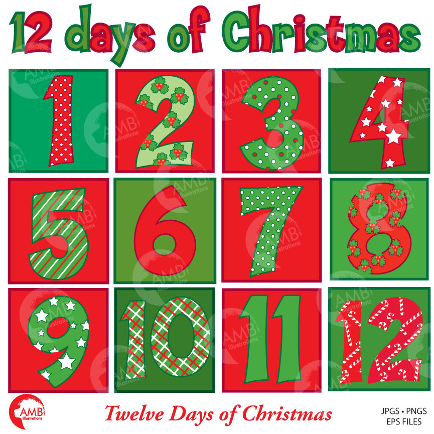 Twelve Days Of Christmas Numbers AMBillustrations