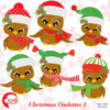 Christmas Owls clipart, Baby Owls Clipart, Owls in Winter Colors, commercial use, AMB-352