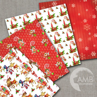Christmas Paper pack watercolor, holiday planner pack, Christmas papers, Holiday Watercolor papers, commercial use, AMB-1465