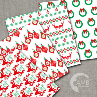 Christmas paper, Traditional Christmas, Holiday Backgrounds, Scrapbooking, commercial use, instant download, AMB-1121