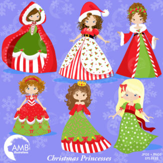 Christmas princess, princess clipart, christmas, christmas clipart, vector graphics, digital clipart, instant download, AMB-1123