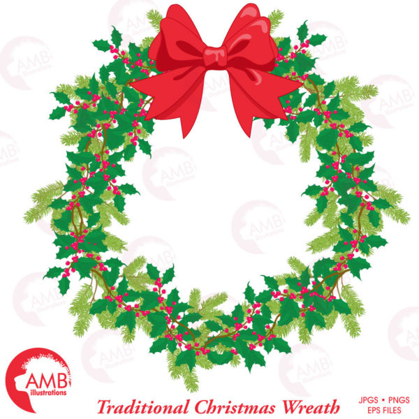 Christmas Holiday Wreath Clipart