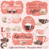 Coffee clipart, Coffee time clipart, Coffee in Paris clipart, Coffee cups, Coffee words,  digital clip art, AMB-1592