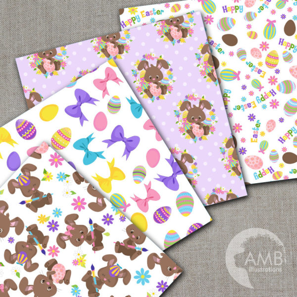 COMBO Chocolate Easter Bunny Clipart and Digital Papers, Easter Bunny, Baby Animal Papers, Easter Egg Clipart, Commercial License, AMB-1714