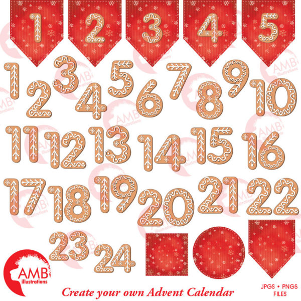 COMBO Christmas Gingerbread Letters and Numbers Clipart, Gingerbread Alphabet Clipart, Christmas Cookies, Commercial Use, AMB-1701