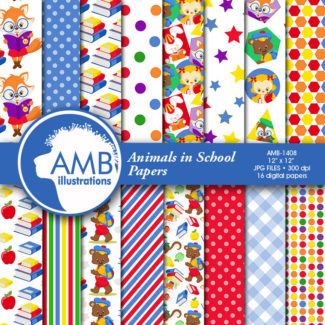 COMBO Forest Animals Clipart and Digital Papers, School Clipart, Classroom Papers and Clipart, Commercial Use, AMB-1699