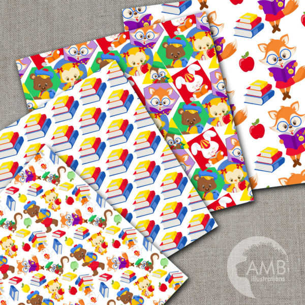 COMBO Forest Animals Clipart and Digital Papers, School Clipart, Classroom Papers and Clipart, Commercial Use, AMB-1699