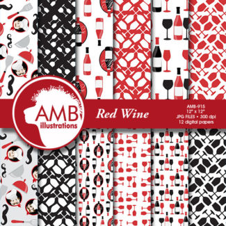 COMBO Kitchen clipart, Chefs clipart, Restaurant clipart, Cafe Clipart, Fine Dining Clipart, Wine and Cooking Digital Papers, AMB-1712