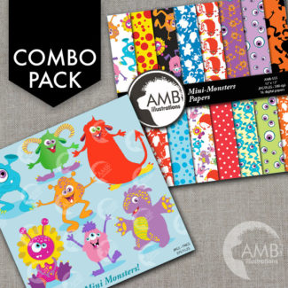 Baby Monsters Clipart and Papers AMB-1637
