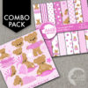 COMBO Teddy Bear Digital Papers and Clipart, Nursery, Slumber Party, Baby Girl, Baby Bear, Baby Shower, Girl Birthday, AMB-1643
