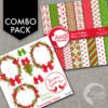 COMBO Traditional Christmas Clipart and Digital Paper Pack, Holiday Wreaths, Christmas cardinals, Commercial Use, AMB-1627