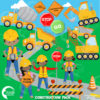 Construction Clipart, Dump Truck, Construction Boy and Girls, African American Clipart, Truck Clipart, Commercial Use, AMB-1049