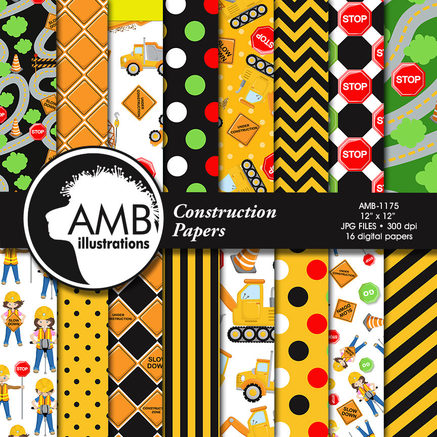 construction zone scrapbook paper