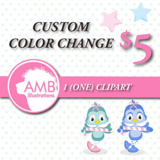 Custom color change for 1 (one) non-exclusive clipart, custom color for purchased clipart, re-colour AMBillustrations, Commercial, AMB-007
