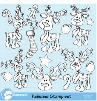 Cute Christmas Reindeer Stamps AMB-501