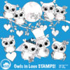 Cute OWL digital stamp, commercial use, coloring page, black and white line, digital stamp, digital images, AMB-369