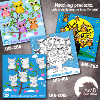 Cute OWL digital stamp, commercial use, coloring page, black and white line, digital stamp, digital images, AMB-369