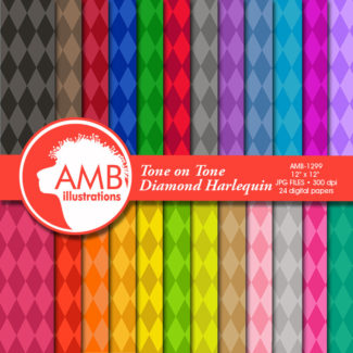 Diamond Digital Papers, Harlequin Diamond Pattern, Color on color backgrounds, scrapbook papers for invites and crafts, AMB-1299
