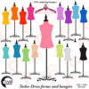 Dress forms, hangers, mannequin clipart, silhouette clipart, multi-colored dress forms, commercial use, AMB-1007
