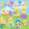Easter Chicks and Easter Egg Clipart