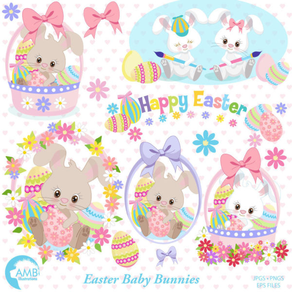 Easter Bunny Basket Clipart