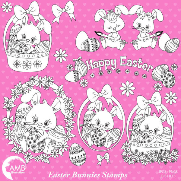 Easter bunny Clipart Stamps