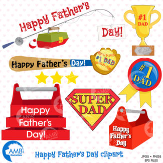 Father's day titles and embellishments,  Father's Day clipart, Invitation elements commercial use, AMB-908