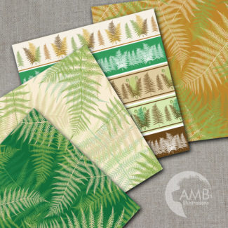 Fern papers, forest papers, scrapbook, instant download, commercial use, AMB-450