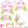Flamingo Clipart, Pink Flamingo Clipart, Tropical Clipart, Floral Clipart, Exotic Clipart, Summer Clipart, Commercial Use, AMB-1047