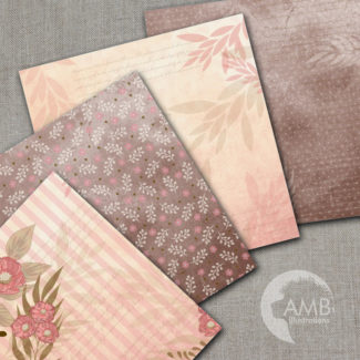 Floral digital papers, Shabby chic floral papers, Floral grunge papers,  Brown and beige papers, commercial use, digital papers, AMB-1568