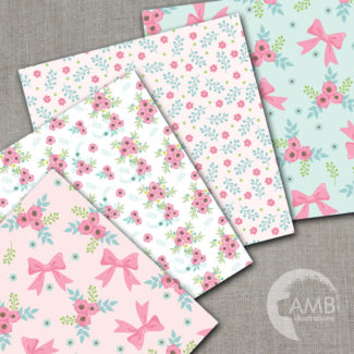 Floral Digital Papers, Wedding Digital papers, Shabby chic papers, Scrapbook papers, Floral Digital Backgrounds, AMB-1376