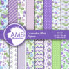 Floral digital papers, Wedding papers, Butterfly paper, Shabby Chic scrapbook papers, Lavender Floral papers, AMB-1067