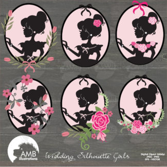 Floral frames and tags clipart, Wedding frames clipart, Floral labels commercial use, digital clip art, AMB-854