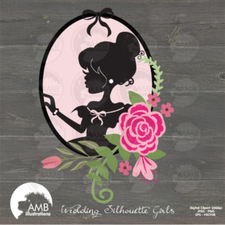 Floral frames and tags clipart, Wedding frames clipart, Floral labels commercial use, digital clip art, AMB-854