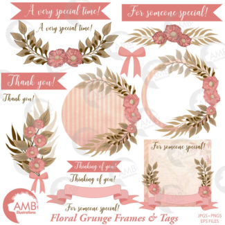 Floral Frames clipart, Frames clipart, Floral clipart, Flowers clipart, special clipart, floral scrapbook page, commercial use, AMB-1569