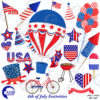 Fourth of July clipart, Independence Day clipart, American Patriotic Party clipart, BBQ Party clipart, commercial use, AMB-1367
