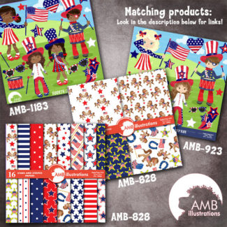 Fourth of July clipart, Independence Day clipart, American Patriotic Party clipart, BBQ Party clipart, commercial use, AMB-1367
