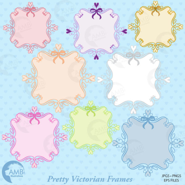 Frames Clipart, Victorian Wedding frames, Bridal Shower, Fancy Frames, Labels and Tags, Commercial Use, AMB-801