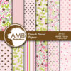 French floral Digital Papers, Shabby chic papers, pastel pink papers,spring scrapbook papers, commercial use, AMB-873