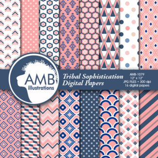 Geometric digital papers, Geometric Patterns, chevrons, diamonds, striped papers, commercial use, instant download, AMB-1079