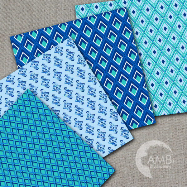 Geometric digital papers, geometric patterns, diamond papers, dad papers, masculine papers,  Blue papers, tie papers, AMB-1075